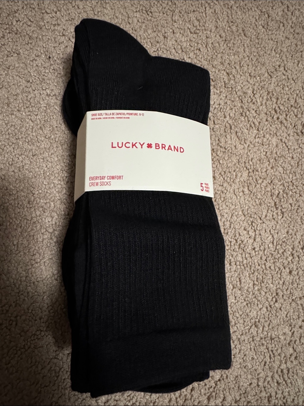 Lucky Brand Men’s Everyday Comfort Crew Socks - Black - 5 Pack Sz. 6-12